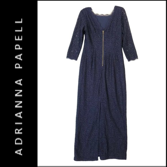 Adrianna Papell Woman Lace Long Sleeve Gown Dress - Picture 8 of 8